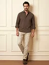 Brown Jacquard Round Textured Shirt