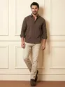 Brown Jacquard Round Textured Shirt