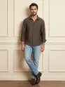 Caramel Brown Crinkled Shirt