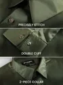 Dark Green Double Cuff Satin Shirt