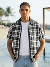 Grey and Blue Denim Collar Zipper Shirt