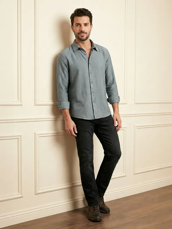 Grey Crinkled Shirt