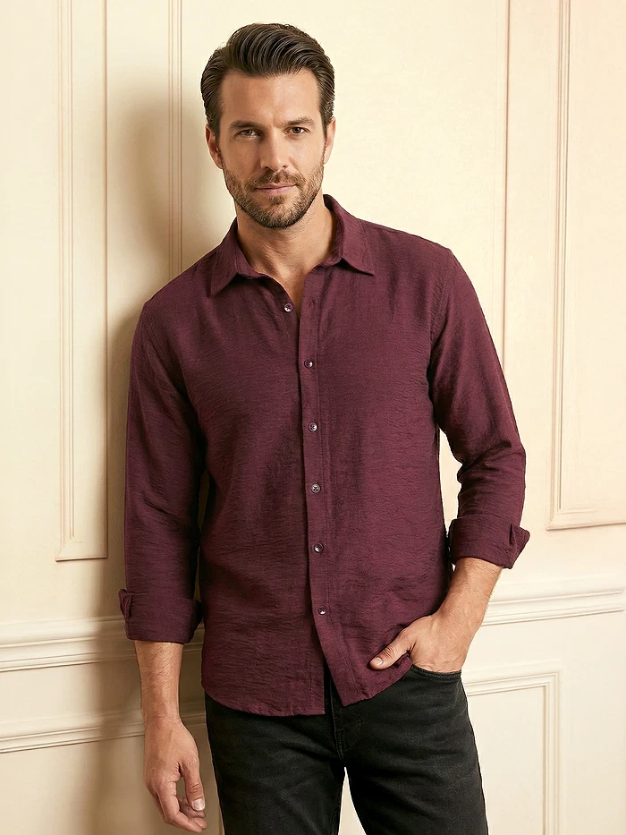 Maroon Crinkled Shirt
