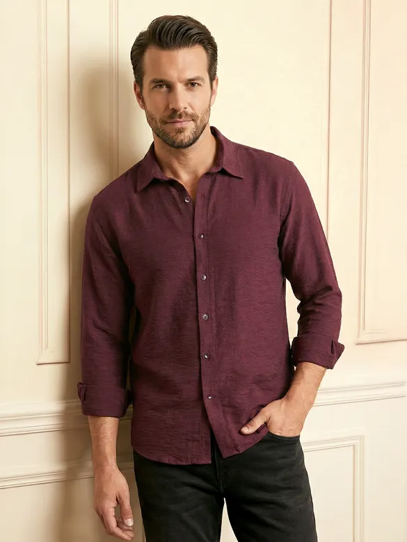 Maroon Crinkled Shirt