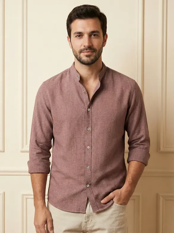 Mauve Breezy Stand Collar Shirt