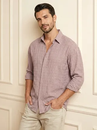 Mauve Textured Jacquard Shirt