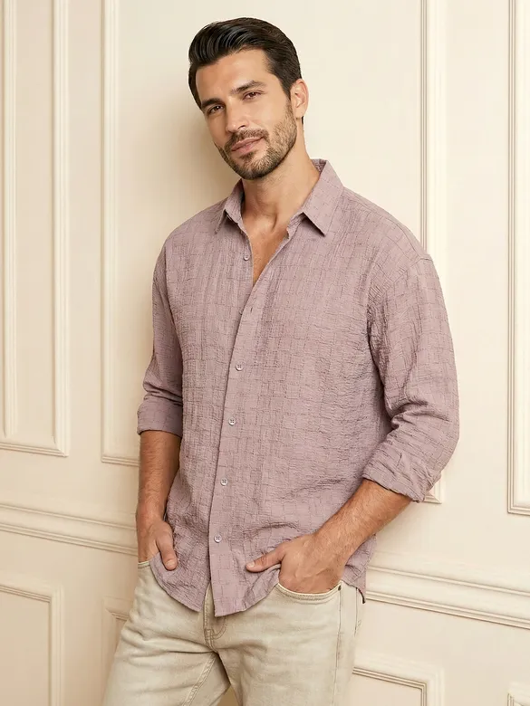 Mauve Textured Jacquard Shirt