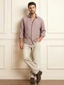 Mauve Textured Jacquard Shirt