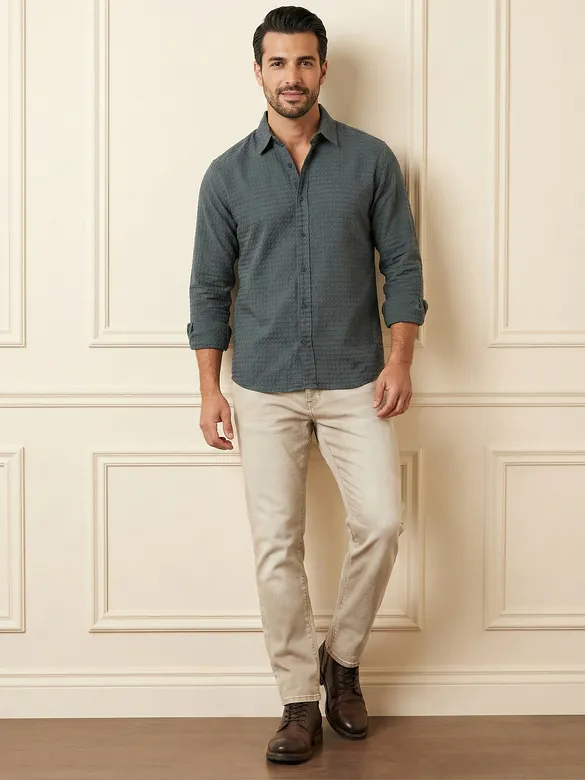 Mid Grey Jacquard Round Textured Shirt