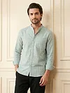 Mist Grey Mandarin Collar Textured Shirt