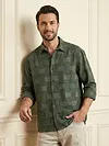 Olive Fur Geometric Textured Shirt