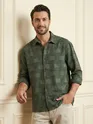 Olive Fur Geometric Textured Shirt