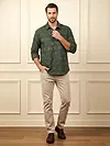 Olive Fur Geometric Textured Shirt