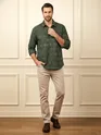 Olive Fur Geometric Textured Shirt