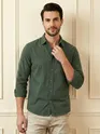 Olive Green Jacquard Round Textured Shirt