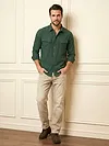 Olive Green Textured Western Shirt