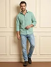 Pista Green Full Sleeve Waffle Shirt For Men
