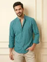 Regent Green Breezy Stand Collar Shirt