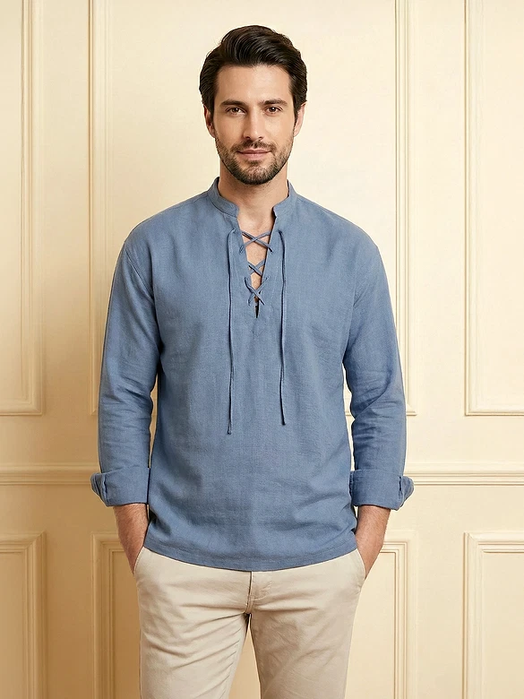 Savoy Blue Oxford Kurta Shirt