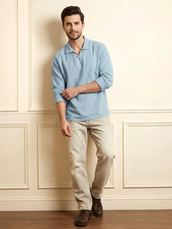 Sky Blue Pullover Kurta Shirt