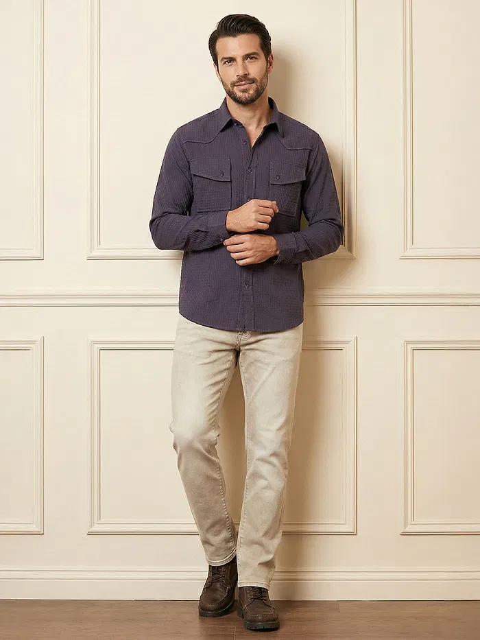 Violet Textured Western Shirt