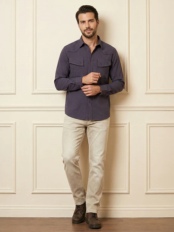 Violet Textured Western Shirt