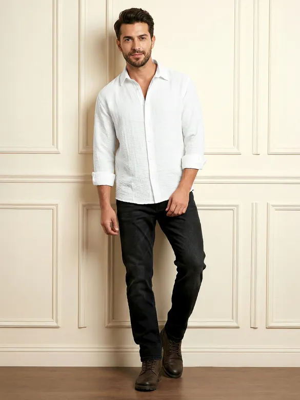 White Crinkled Shirt