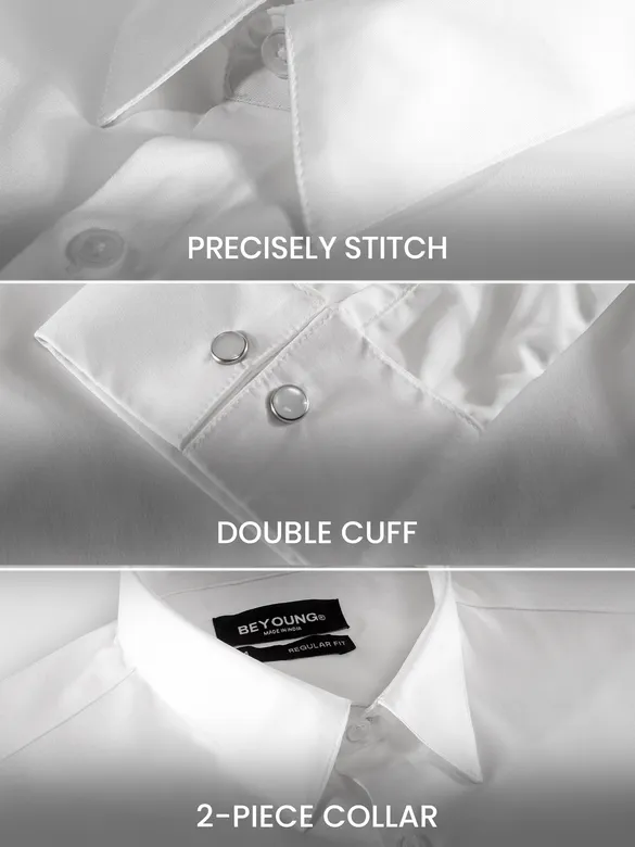 White Double Cuff Satin Shirt