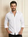 White Jacquard Round Textured Shirt