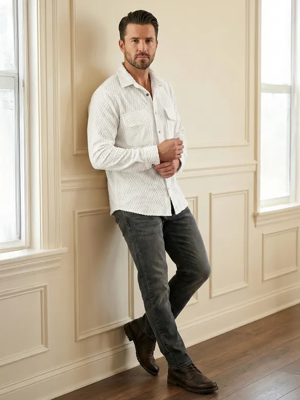 White Terry Textured Shirt