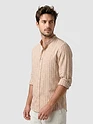 Brown Linen Striped Shirt