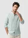 Green Linen Striped Shirt