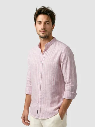 Mauve Linen Striped Shirt