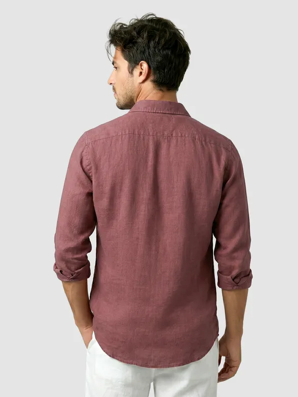 Baked Clay Linen Textured Shirt