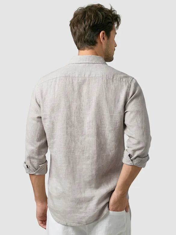 Beige Linen Textured Shirt