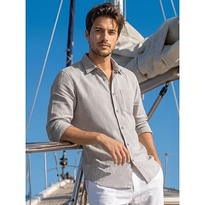 Beige Linen Textured Shirt