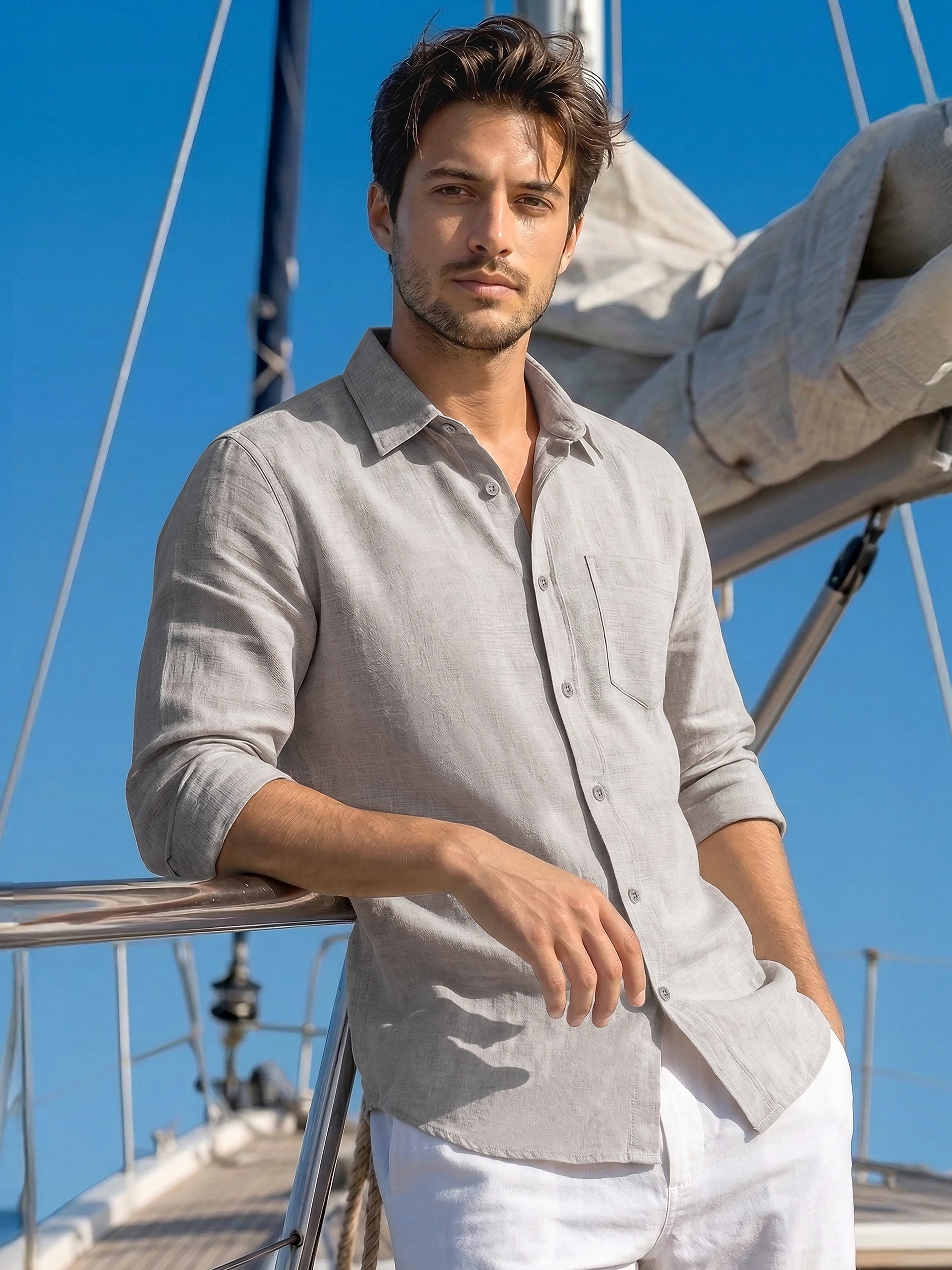 Beige Linen Textured Shirt