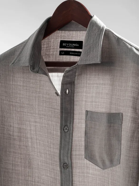 Beige Linen Textured Shirt