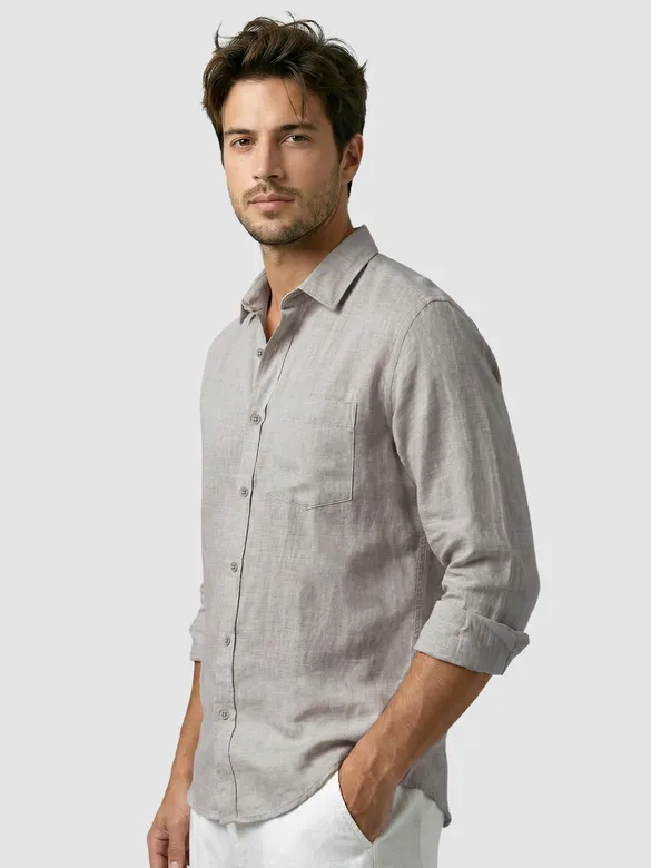 Beige Linen Textured Shirt