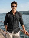 Black Linen Textured Shirt