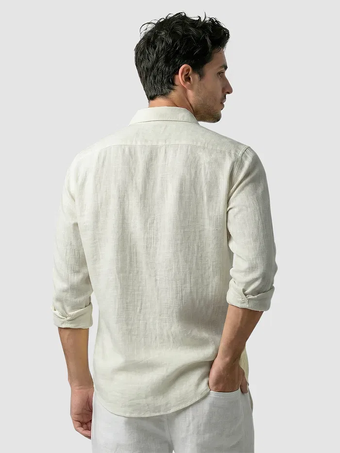 Cream Linen Textured Shirt