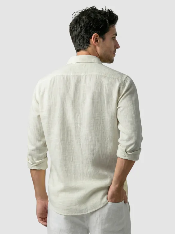 Cream Linen Textured Shirt