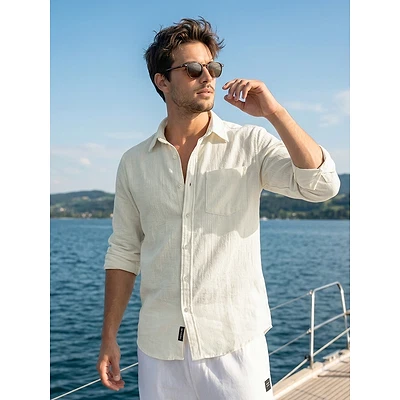 Cream Linen Textured Shirt