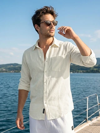 Cream Linen Textured Shirt