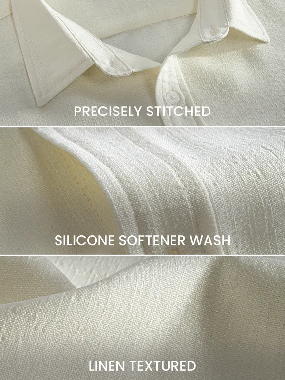 Cream Linen Textured Shirt