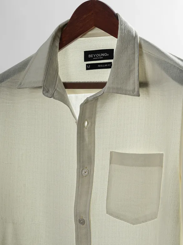 Cream Linen Textured Shirt