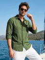 Dark Olive Linen Textured Shirt