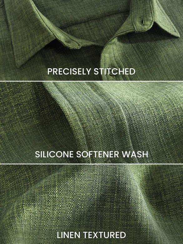 Dark Olive Linen Textured Shirt