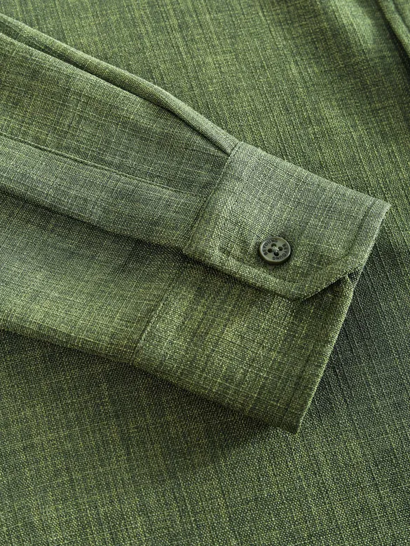Dark Olive Linen Textured Shirt