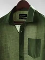 Dark Olive Linen Textured Shirt